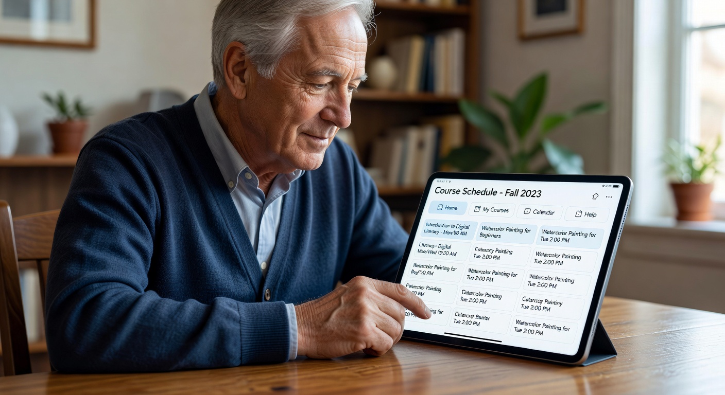 コースGreenpolycenterを確認している高齢男性