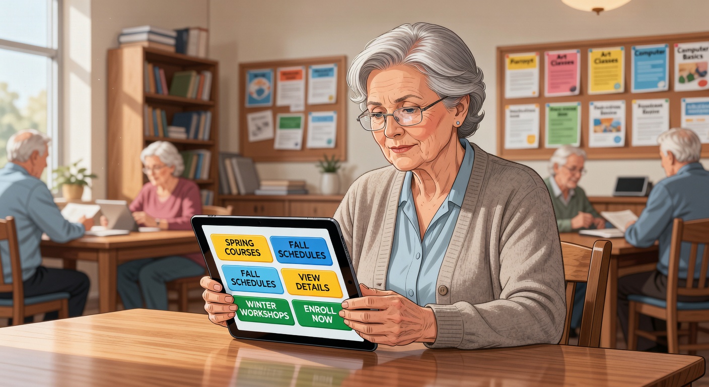 シニアの方がスマートフォンでGreenpolycenterを確認している様子