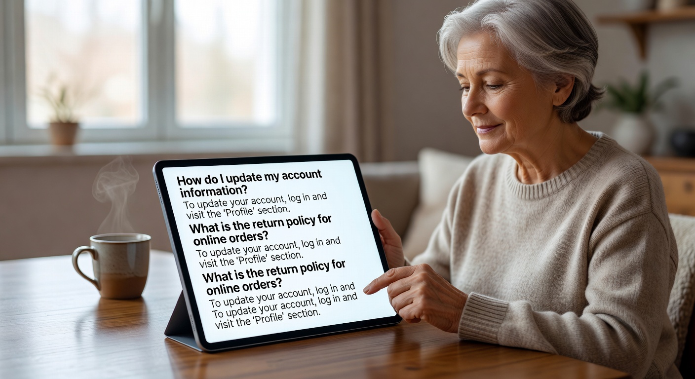 シニアの方がFAQページを確認している様子
