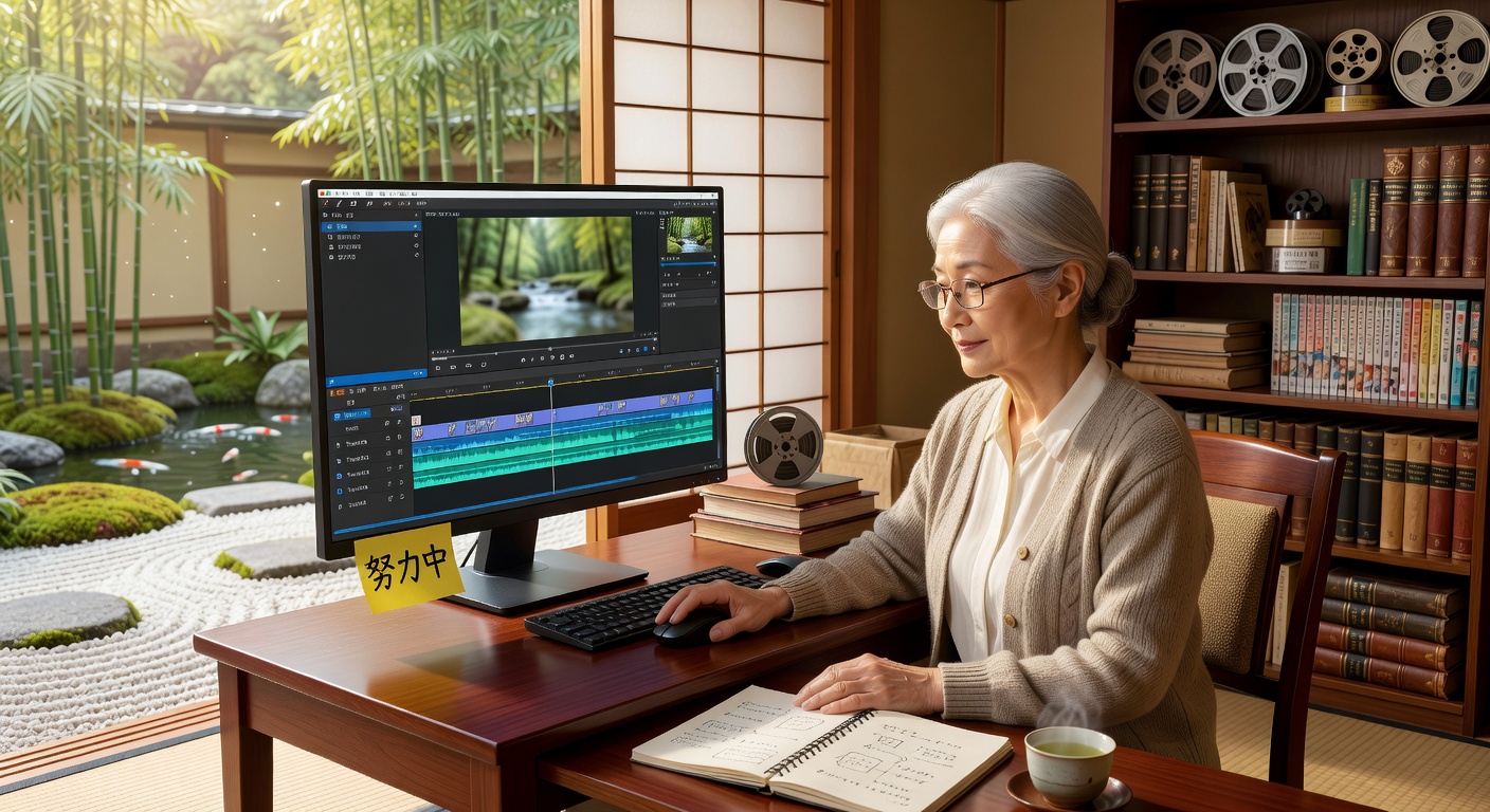 シニアが動画編集の基礎を学ぶ授業風景