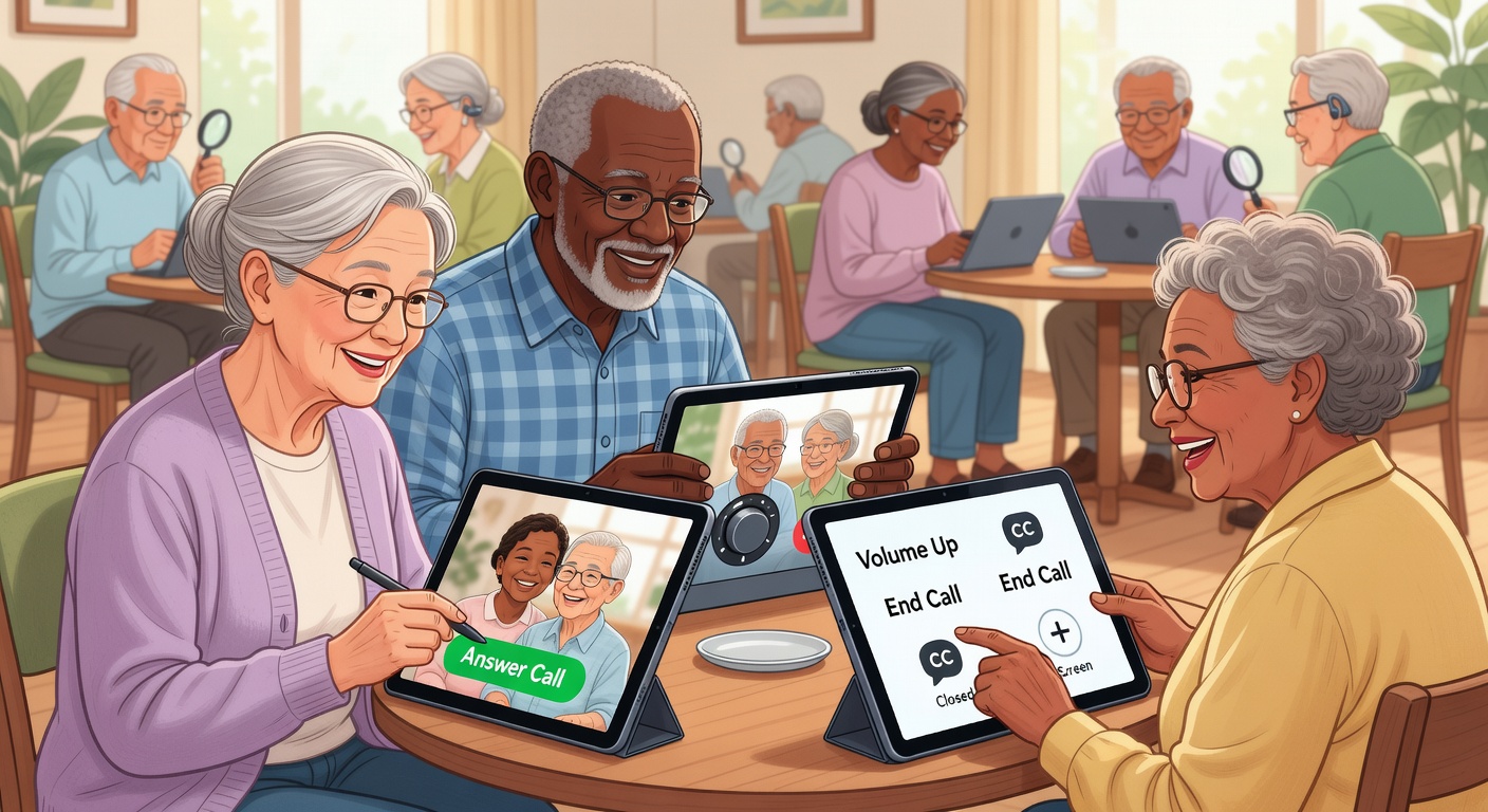 シニアの方々がビデオ通話で繋がっている様子